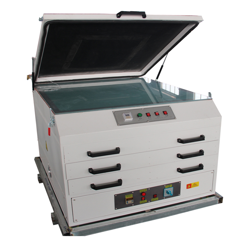 Vacuum exposure units with screen dryer