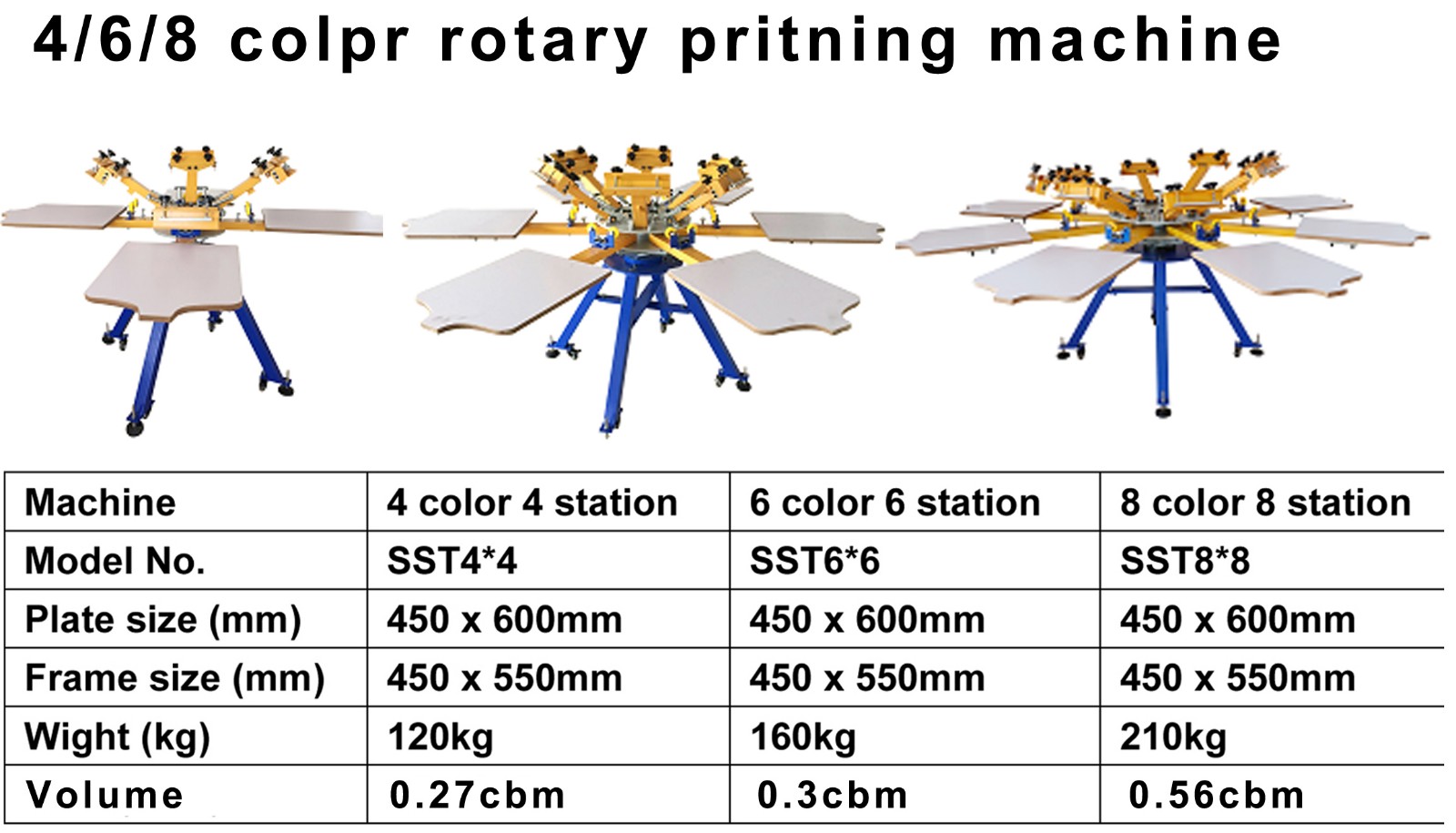 6 color 6 station screen printing machine