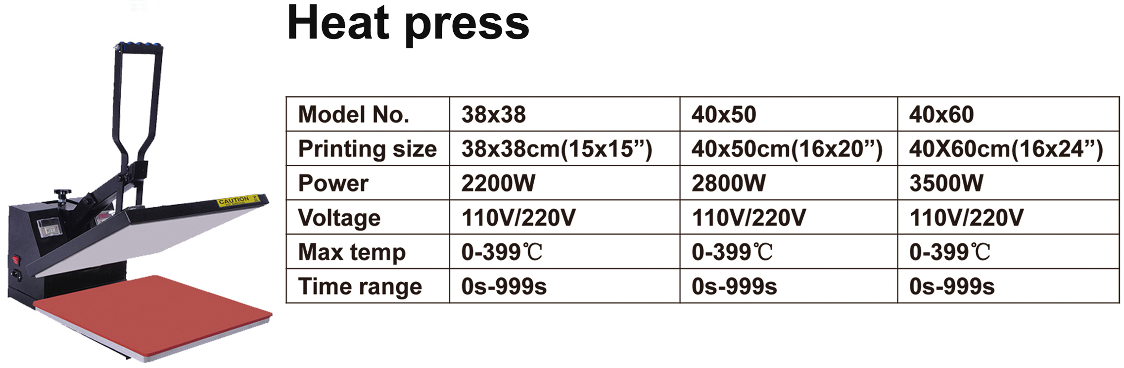 40x50 heat press machine for T shirts