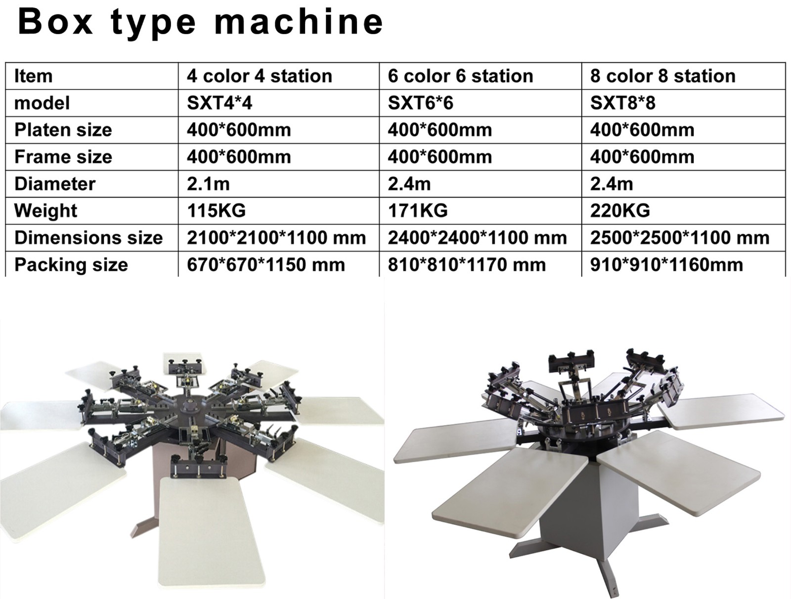 Box type manual rotary screen print machine