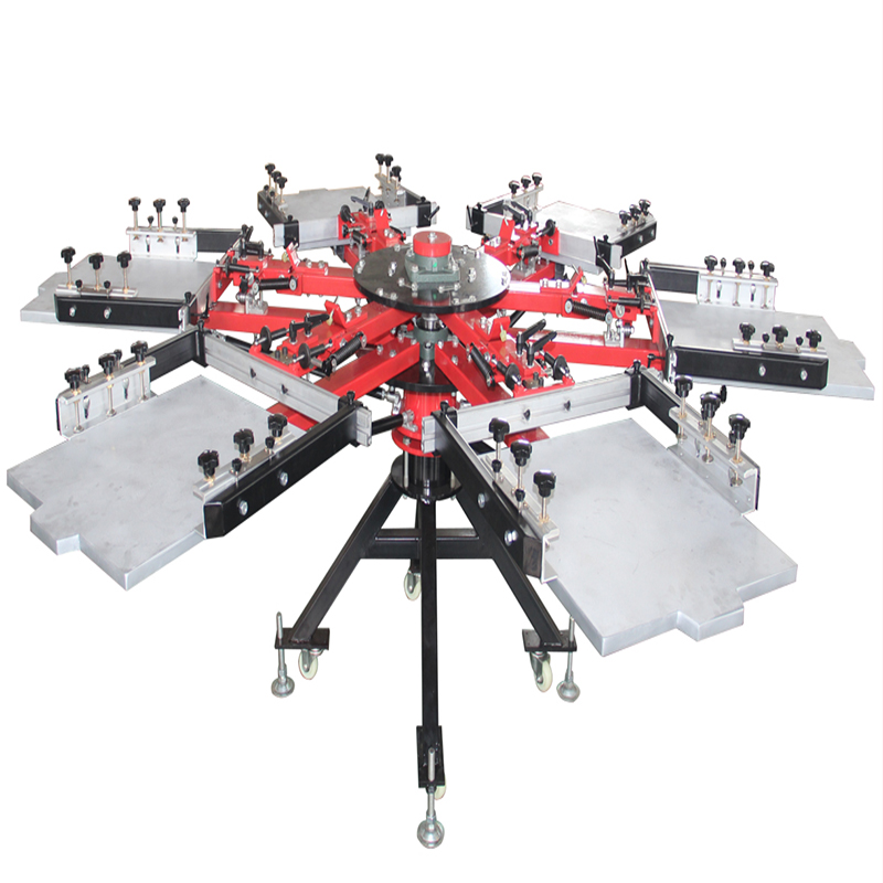 Screen printing machine with double side clamp